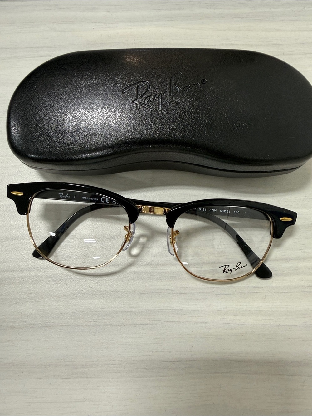 Ray-Ban Clubmaster Eyeglasses in Black and Gold rb5154
